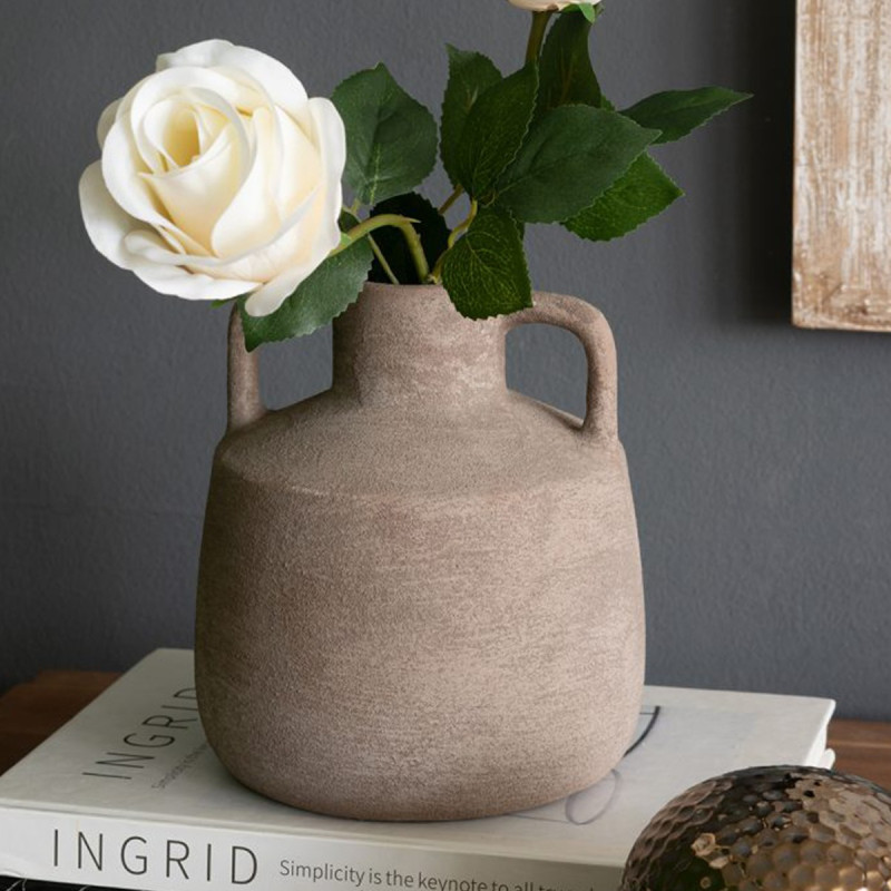 Artekko Artekko Candia Γκρι Βάζο από Τερακότα (15.5x15.5x17.5)cm C8438