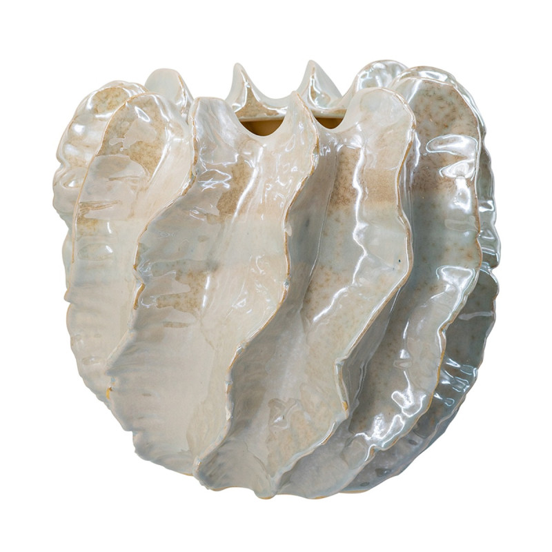 Artekko Artekko Glazed Μπεζ Κεραμικό Βάζο (27x27x25.5)cm C8460