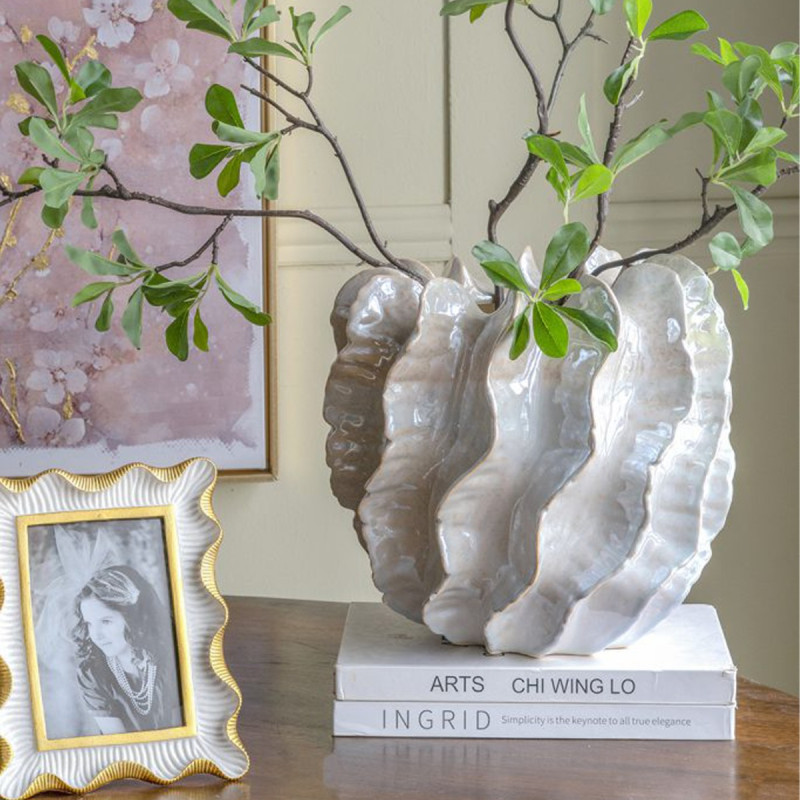 Artekko Artekko Glazed Μπεζ Κεραμικό Βάζο (27x27x25.5)cm C8460