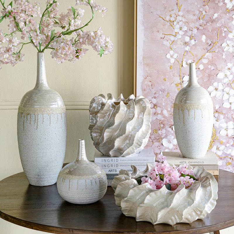 Artekko Artekko Glazed Μπεζ Κεραμικό Βάζο (27x27x25.5)cm C8460