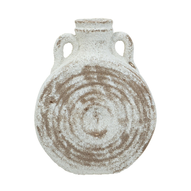 Artekko Artekko Antique Λευκό Κεραμικό Βάζο με Καφέ Λεπτομέρειες (18.5x8x23)cm C8494
