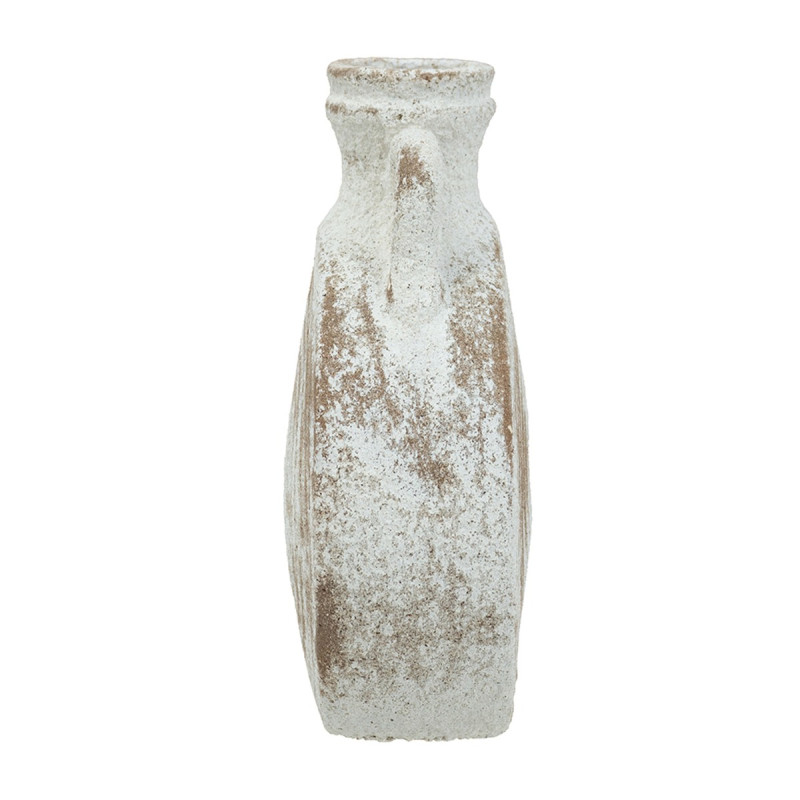 Artekko Artekko Antique Λευκό Κεραμικό Βάζο με Καφέ Λεπτομέρειες (18.5x8x23)cm C8494