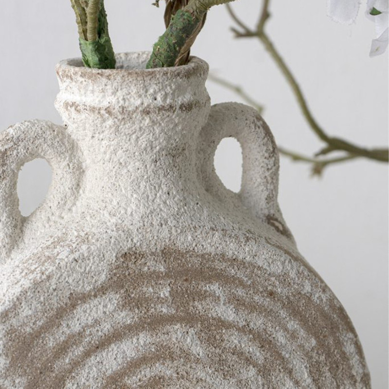 Artekko Artekko Antique Λευκό Κεραμικό Βάζο με Καφέ Λεπτομέρειες (18.5x8x23)cm C8494