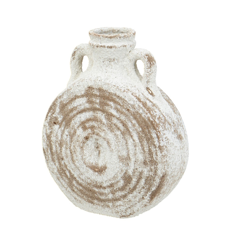 Artekko Artekko Antique Λευκό Κεραμικό Βάζο με Καφέ Λεπτομέρειες (18.5x8x23)cm C8494