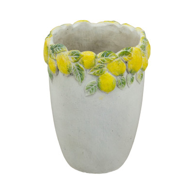Artekko Artekko Lemon Εκρού Τσιμεντένιο Βάζο με Λεμόνια (17x17x22.5)cm C8501