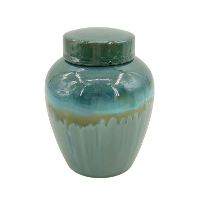 Artekko Artekko Bliss Κεραμικό Δοχείο με Καπάκι σε Πράσινες Αποχρώσεις (15.2x15.2x19.7)cm C8557