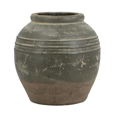 Artekko Artekko Antique Βάζο από Τερακότα σε Πράσινη με Μπεζ Αποχρώση (26x26x25)cm C8592