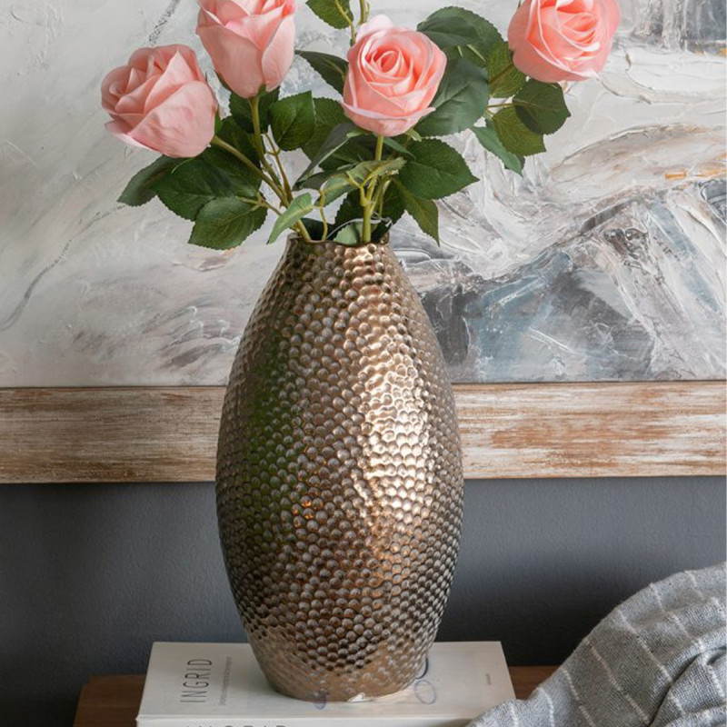 Artekko Artekko Lidded Μπρονζέ Κεραμικό Βάζο (18x18x32)cm C8983