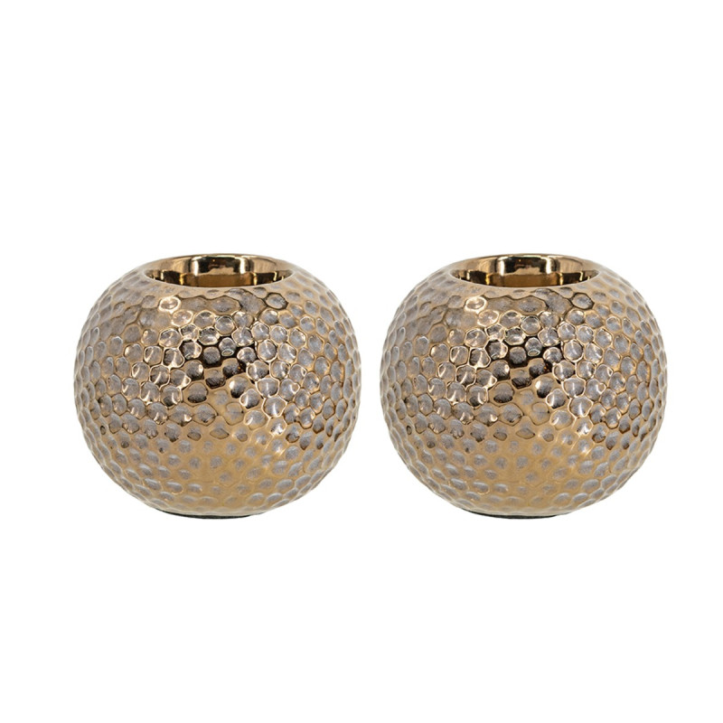 Artekko Artekko Lidded Μπρονζέ Κεραμικά Κηροπήγια (11x11x9)cm 2pcs C8985