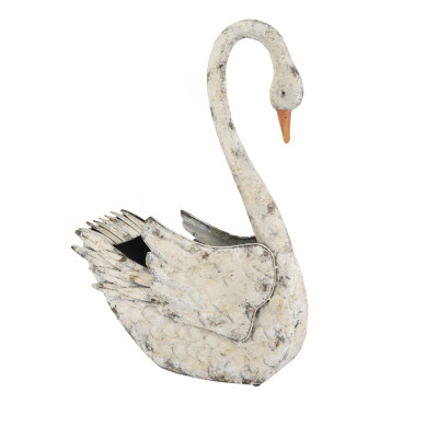 Artekko Artekko Swan Μεταλλικό Κασπώ Κύκνος σε Λευκή Πατίνα (50x21.5x75)cm D0032