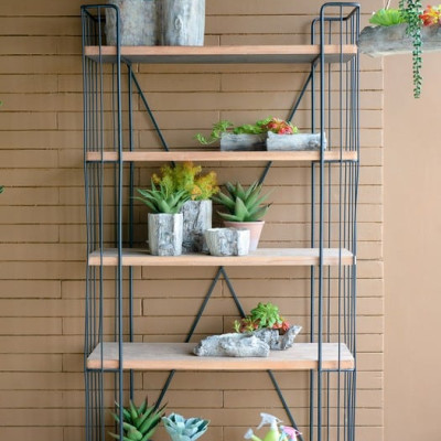 Artekko Artekko Quimby Ραφιέρα Βιβλιοθήκη με Ρόδες MDF Μέταλλο Μαύρο Καφέ (102x38.5x196)cm D43157