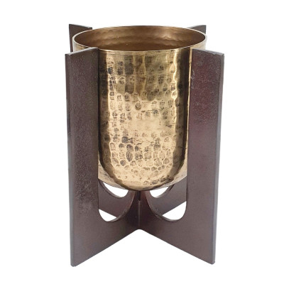 Artekko Artekko Luxe Χρυσό Μεταλλικό Βάζο σε Βάση (22.8x22.8x24.8)cm D4712