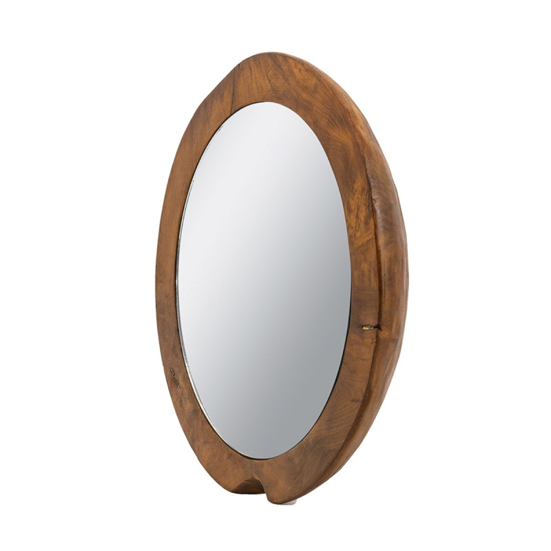 Artekko Artekko Woody Καφέ Καθρέπτης Τοίχου από Ξύλο Teak (40x40x6)cm D4722