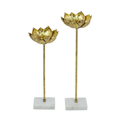 Artekko Artekko Noble Χρυσά Μεταλλικά Κηροπήγια (16.5x16.5x57)cm (16.5x16.5x47)cm 2pcs D5540