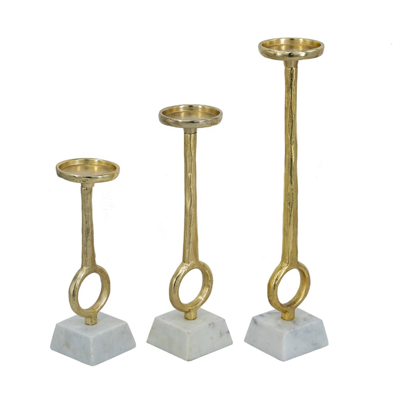Artekko Artekko Noble Χρυσά Μεταλλικά Κηροπήγια (8.9x8.9x43.2)cm (8.9x8.9x33)cm (8.9x8.9x26.7)cm 3pcs D5549