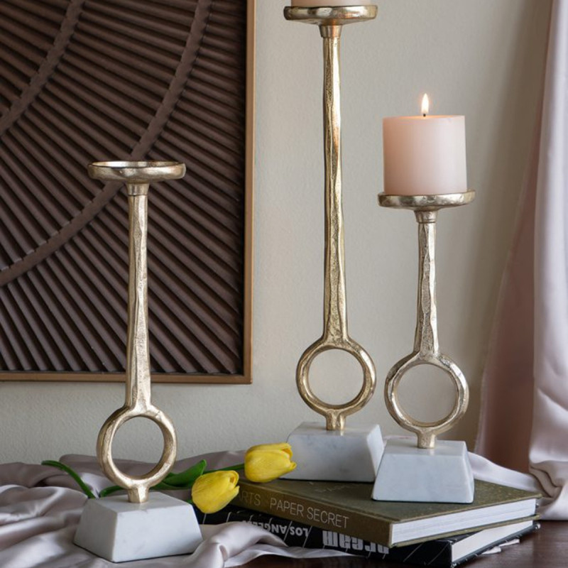 Artekko Artekko Noble Χρυσά Μεταλλικά Κηροπήγια (8.9x8.9x43.2)cm (8.9x8.9x33)cm (8.9x8.9x26.7)cm 3pcs D5549