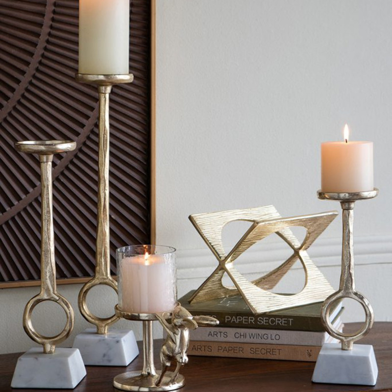 Artekko Artekko Noble Χρυσά Μεταλλικά Κηροπήγια (8.9x8.9x43.2)cm (8.9x8.9x33)cm (8.9x8.9x26.7)cm 3pcs D5549