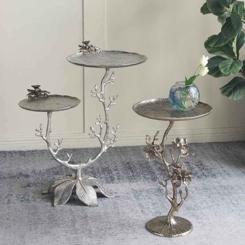 Artekko Artekko Branch Χρυσό Μεταλλικό Βοηθητικό Τραπέζι (35.6x35.6x61)cm D5572