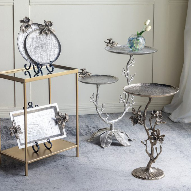 Artekko Artekko Branch Χρυσό Μεταλλικό Βοηθητικό Τραπέζι (35.6x35.6x61)cm D5572