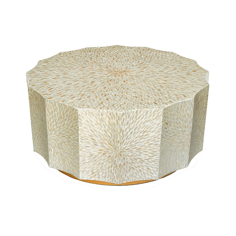 Artekko Artekko Ivory Εκρού Τραπέζι Σαλονιού από MDF και Capiz (90x90x40)cm D5589