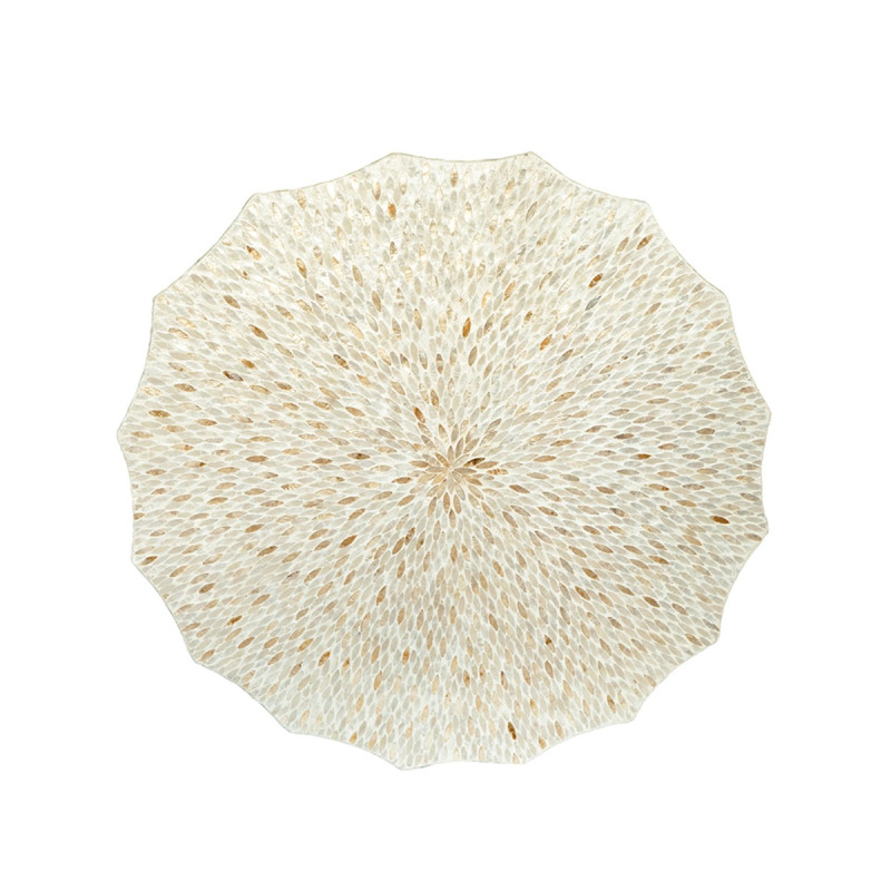 Artekko Artekko Ivory Εκρού Τραπέζι Σαλονιού από MDF και Capiz (90x90x40)cm D5589