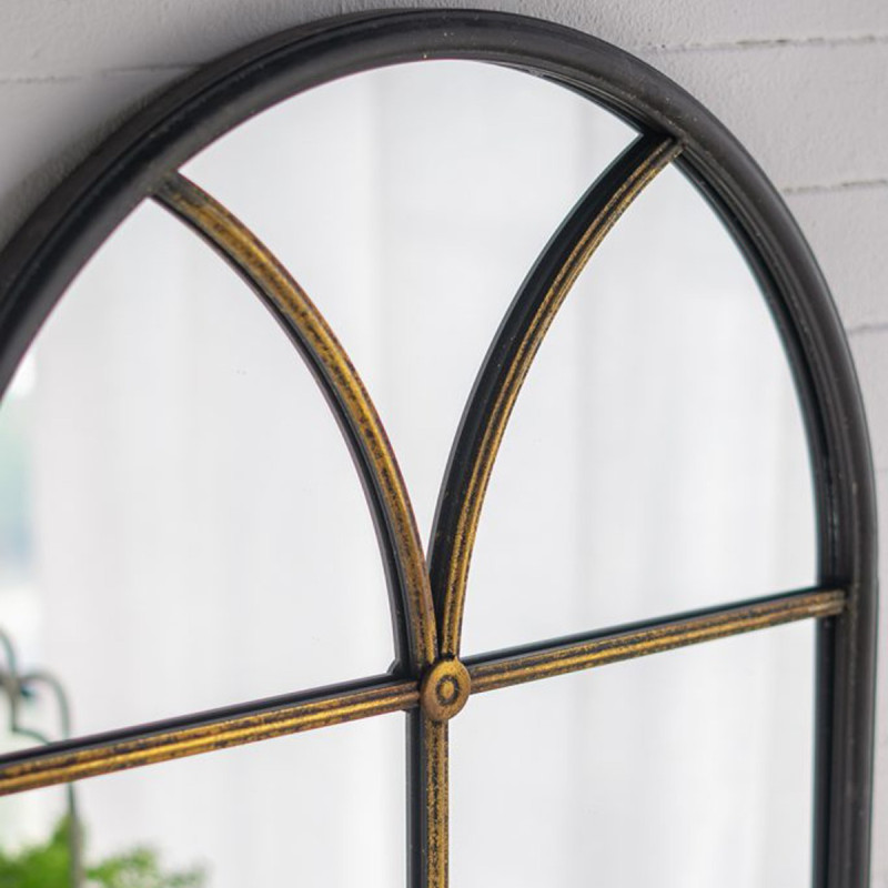 Artekko Artekko Capri Μαύρος Μεταλλικός Επιδαπέδιος Καθρέπτης με Μπρονζέ Λεπτομέρειες (60x2.5x189)cm D6124-DS