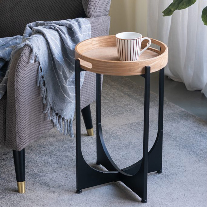 Artekko Artekko Gaia Καφέ Ξύλινο Βοηθητικό Τραπέζι (38x38x56)cm D6129-DS