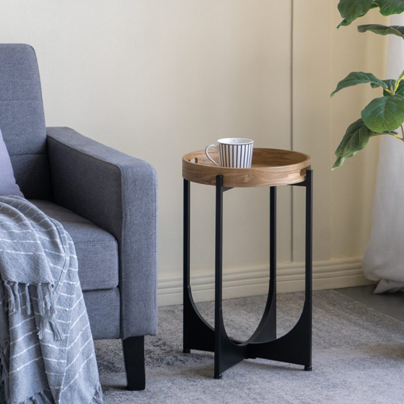 Artekko Artekko Gaia Καφέ Ξύλινο Βοηθητικό Τραπέζι (38x38x56)cm D6129-DS