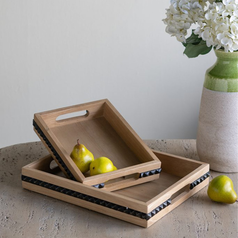 Artekko Artekko Gaia Καφέ Ξύλινοι Δίσκοι (35.5x28x5)cm (29.2x21.6x5)cm 2pcs D6132