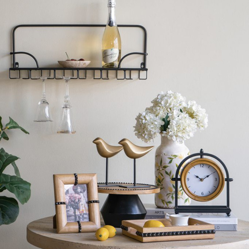 Artekko Artekko Gaia Καφέ Ξύλινο Ράφι Τοίχου για Ποτήρια (62x21x25)cm D6135