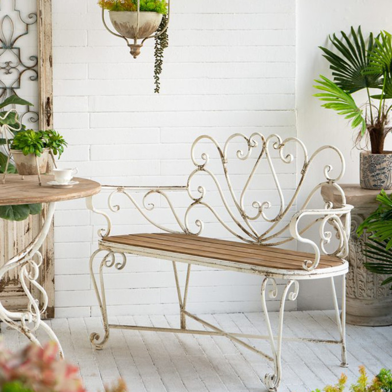 Artekko Artekko Vector Μεταλλικό Παγκάκι σε Λευκή Πατίνα (125x48x92)cm D7205