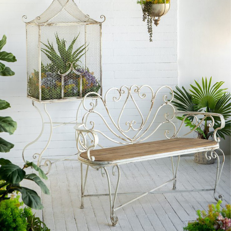 Artekko Artekko Vector Μεταλλικό Παγκάκι σε Λευκή Πατίνα (125x48x92)cm D7205