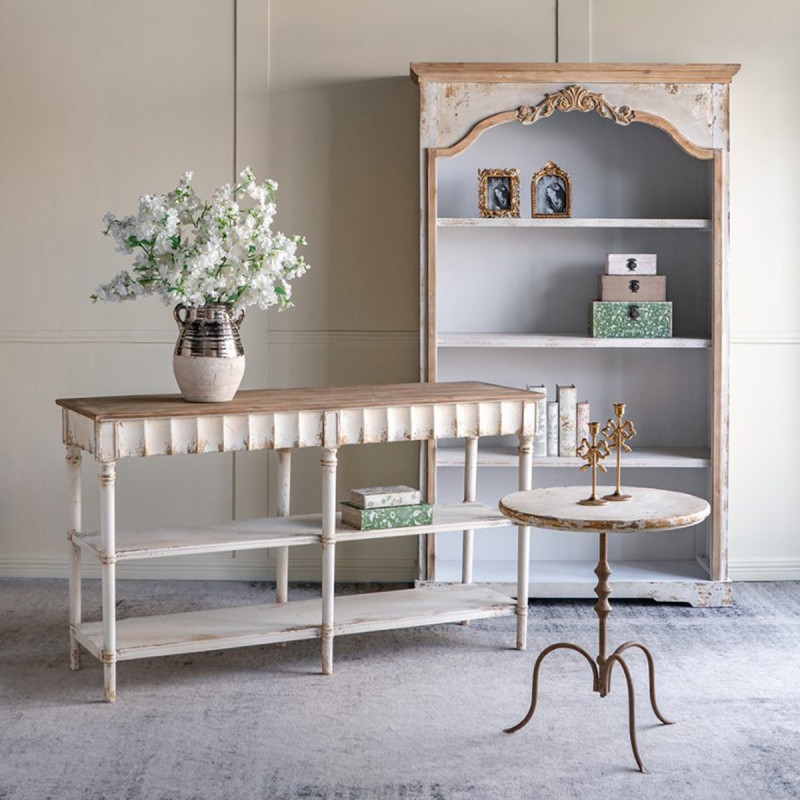 Artekko Artekko Alcott Κονσόλα από Ξύλο Ελάτης σε Λευκή Πατίνα (160x50x90)cm D7231