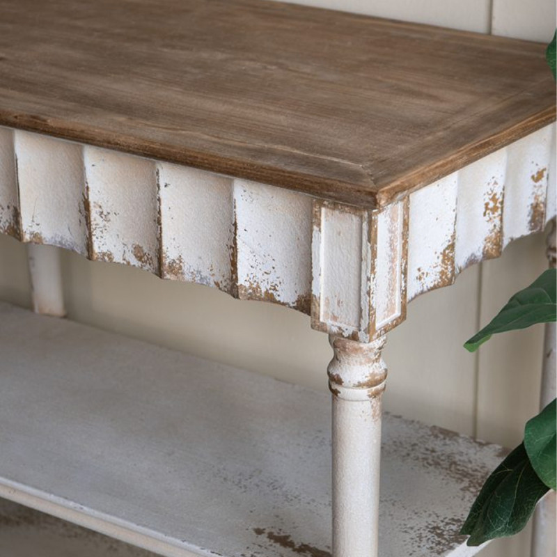 Artekko Artekko Alcott Κονσόλα από Ξύλο Ελάτης σε Λευκή Πατίνα (160x50x90)cm D7231