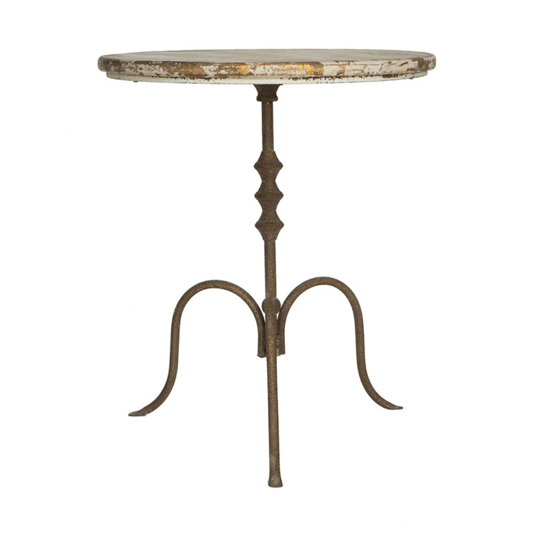 Artekko Artekko Alcott Ξύλινο Βοηθητικό Τραπέζι σε Λευκή Πατίνα με Μεταλλική Βάση (60x60x70)cm D7234