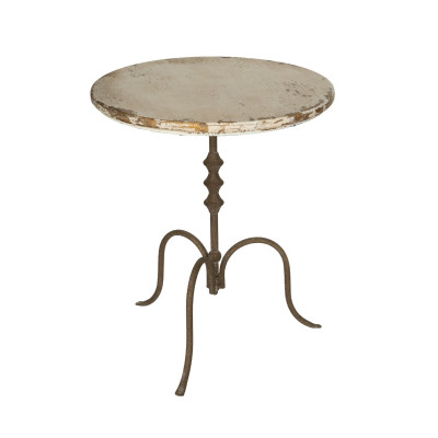 Artekko Artekko Alcott Ξύλινο Βοηθητικό Τραπέζι σε Λευκή Πατίνα με Μεταλλική Βάση (60x60x70)cm D7234