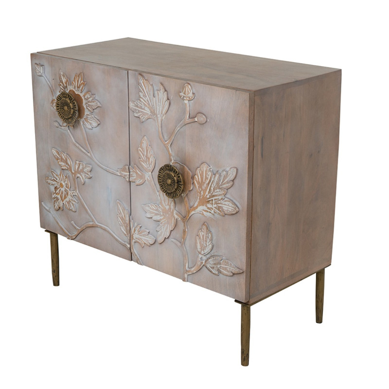 Artekko Artekko Siena Καφέ Ξύλινος Μπουφές με Λουλούδια (83.8x40.6x76.2)cm D8234