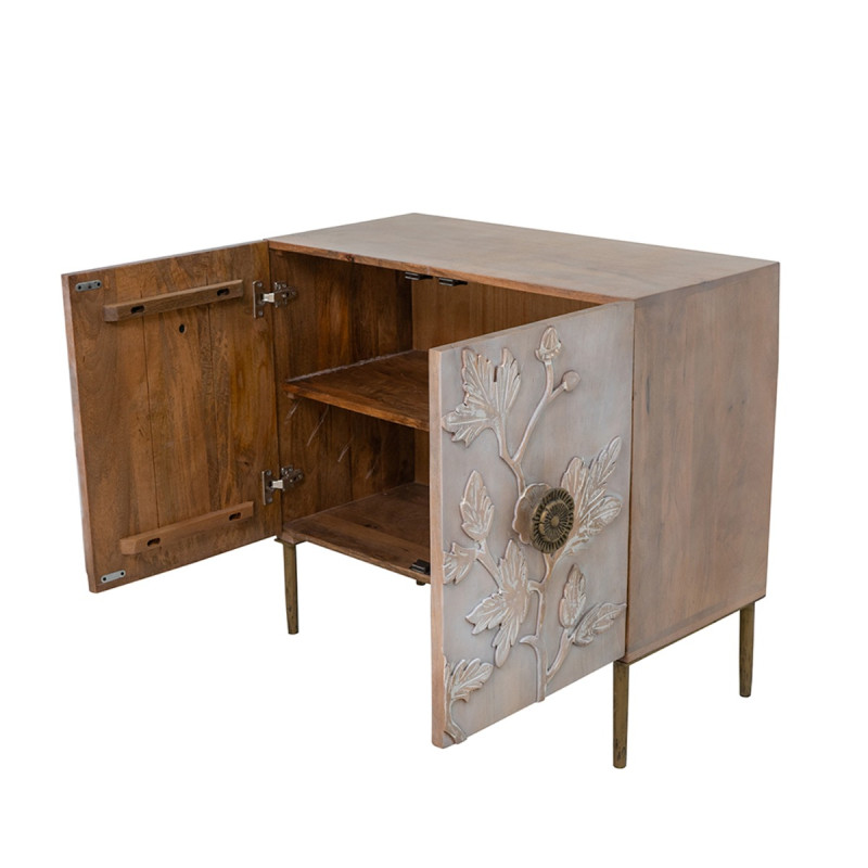 Artekko Artekko Siena Καφέ Ξύλινος Μπουφές με Λουλούδια (83.8x40.6x76.2)cm D8234