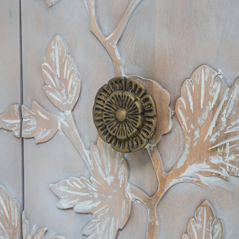 Artekko Artekko Siena Καφέ Ξύλινος Μπουφές με Λουλούδια (83.8x40.6x76.2)cm D8234