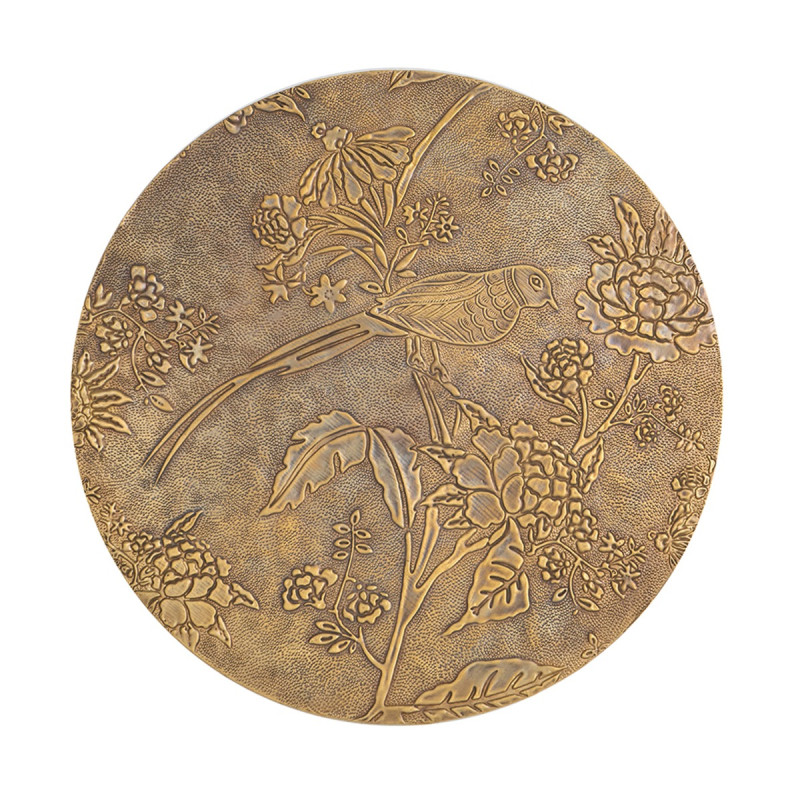 Artekko Artekko Orion Καφέ Ξύλινο Βοηθητικό Τραπέζι με Ανάγλυφα Χρυσά Σχέδια (38.1x38.1x56)cm D8237