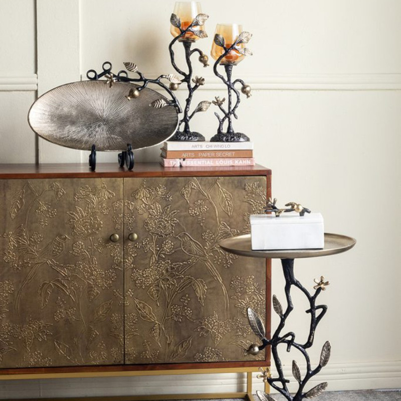 Artekko Artekko Noble Χρυσό Μεταλλικό Βοηθητικό Τραπέζι (35x35x61)cm D8427