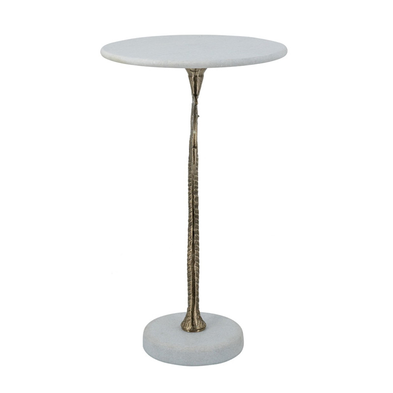 Artekko Artekko Noble Χρυσό Μεταλλικό Βοηθητικό Τραπέζι με Μαρμάρινη Επιφάνεια (35.6x35.6x61)cm D8428