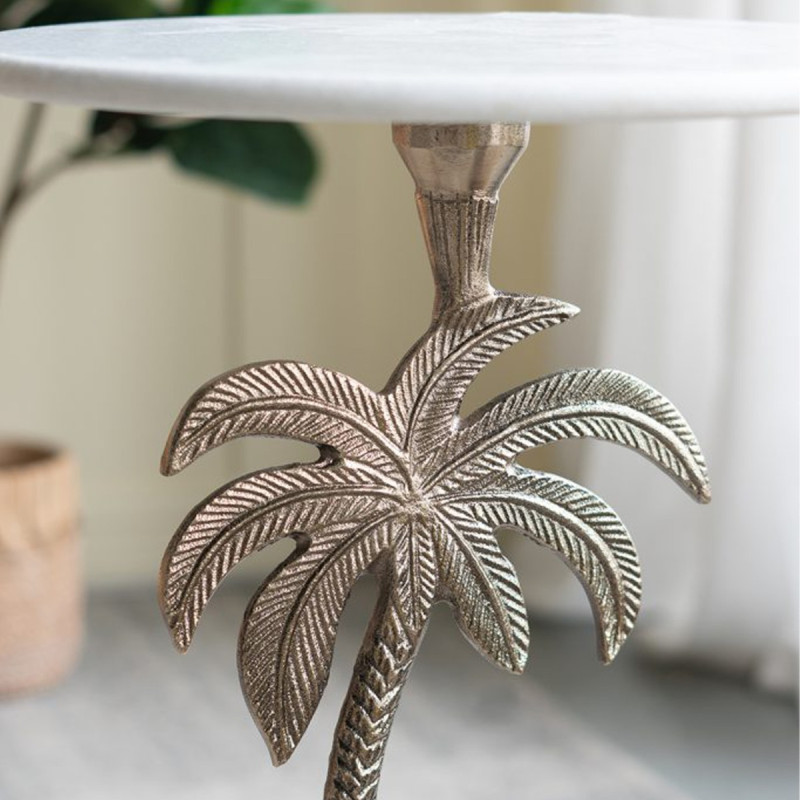 Artekko Artekko Noble Χρυσό Μεταλλικό Βοηθητικό Τραπέζι με Μαρμάρινη Επιφάνεια (35.6x35.6x61)cm D8428