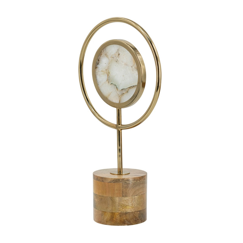 Artekko Artekko Agate Χρυσό Μεταλλικό Διακοσμητικο με Αχάτη σε Ξύλινη Βάση (20x10x38)cm D8451