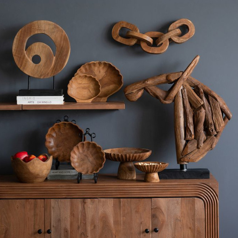 Artekko Artekko Woody Καφέ Διακοσμητική Πιατέλα από Ξύλο Teak (30x30x14)cm D8524