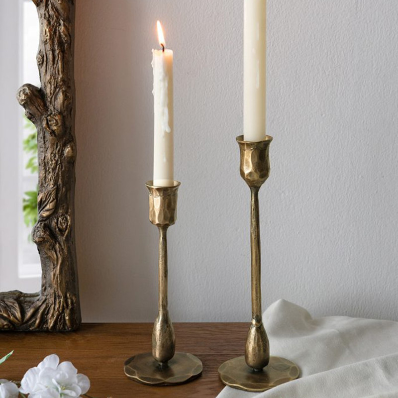 Artekko Artekko Solis Χρυσά Μεταλλικά Κηροπήγια (7.6x7.6x25.4)cm (7.6x7.6x20.3)cm 2pcs D8531