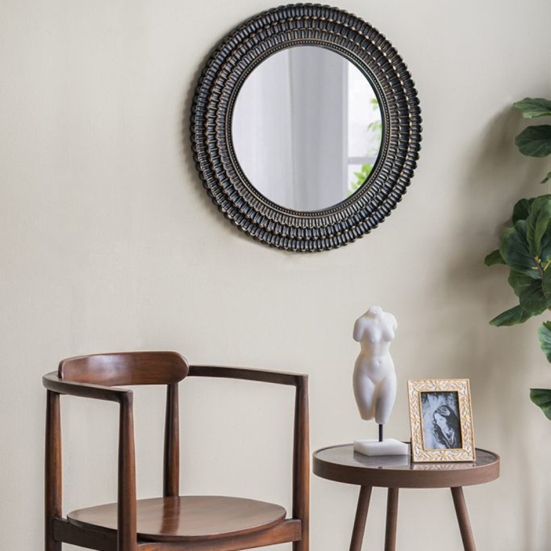 Artekko Artekko Mirror MDF Καθρέπτης Τοίχου σε Μαύρο με Χρυσό (67x3x67)cm D8610-DS