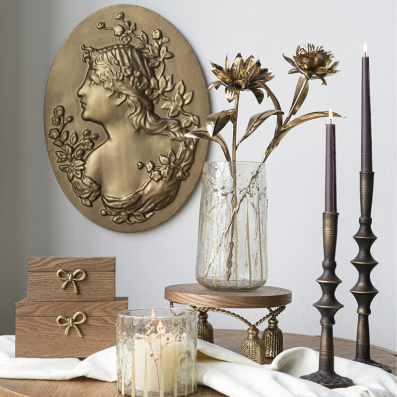 Artekko Artekko Solis Μεταλλικό Κηροπήγιο Μαύρο με Χρυσό (9x9x28.5)cm D8696