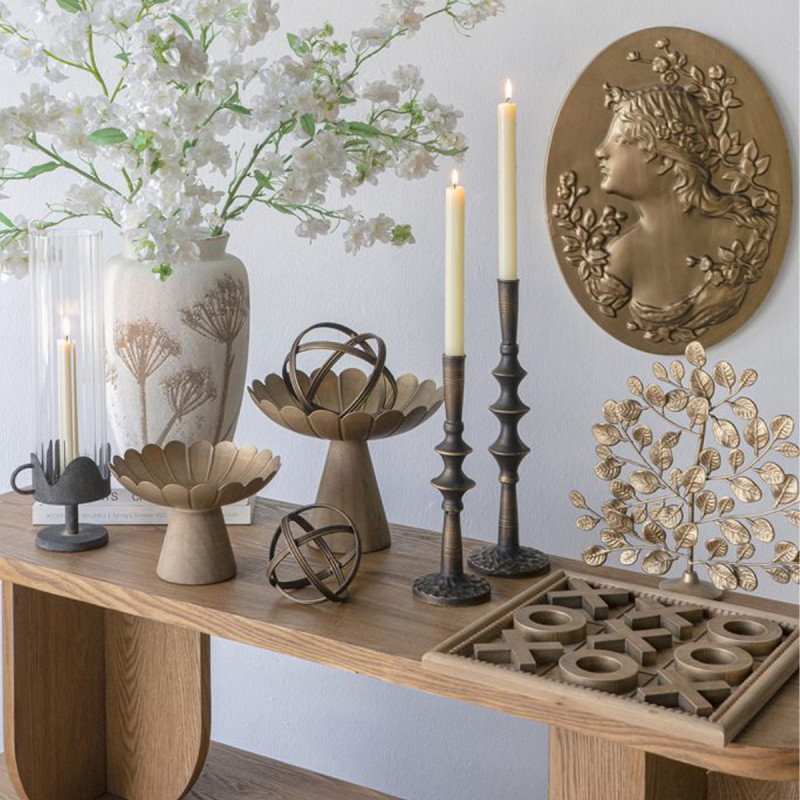 Artekko Artekko Solis Μεταλλικό Κηροπήγιο Μαύρο με Χρυσό (9x9x28.5)cm D8696