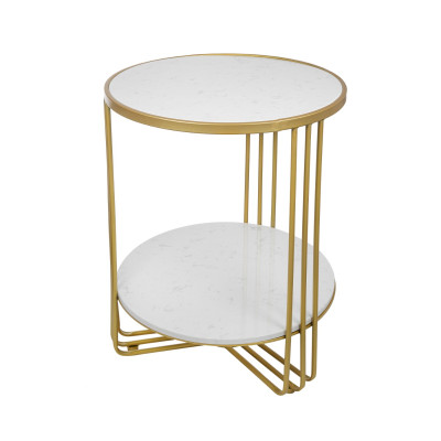 Artekko Artekko Marble Τραπέζι Βοηθητικό με Μάρμαρο Μέταλλο Λευκό Χρυσό (47x47x60)cm HJ20246
